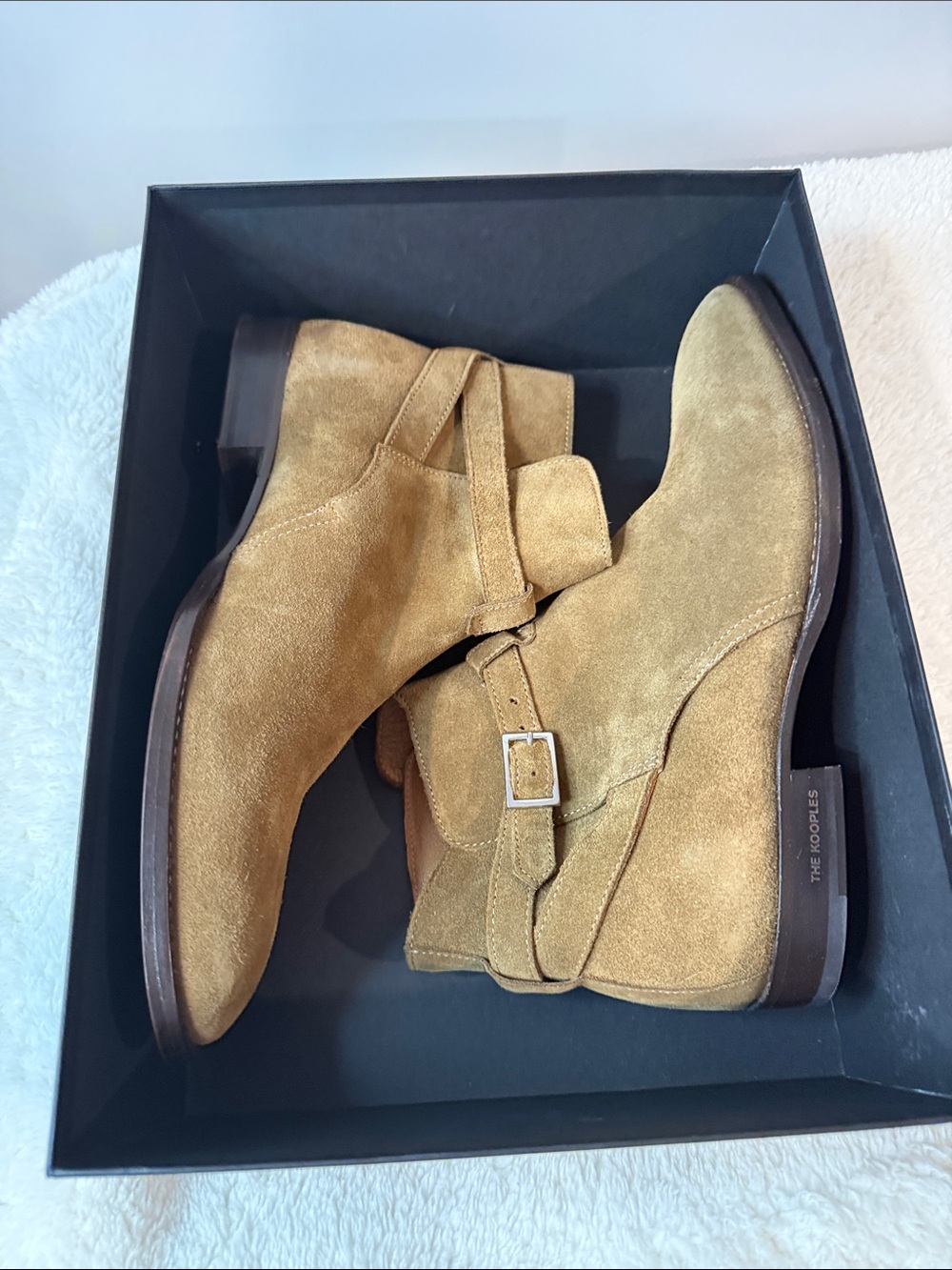 The Kooples Suede Buckle Ankle Booties in Camel Size 42 (101)